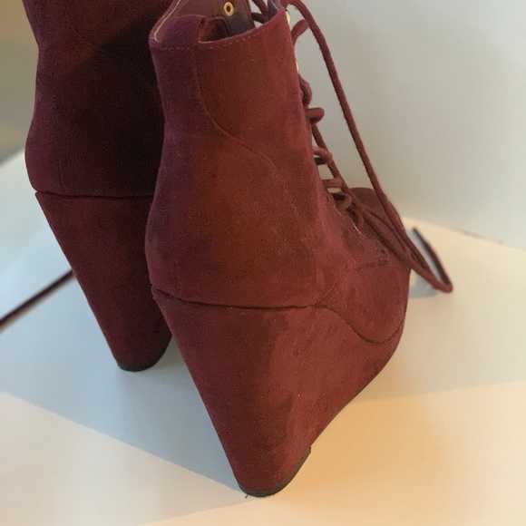 Burgundy Platform Boots - Picture 5 of 6